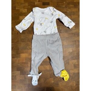 Carters 3M Baby Boys Girls Bunny Rabbit‎ Chick Footed Outfit Set